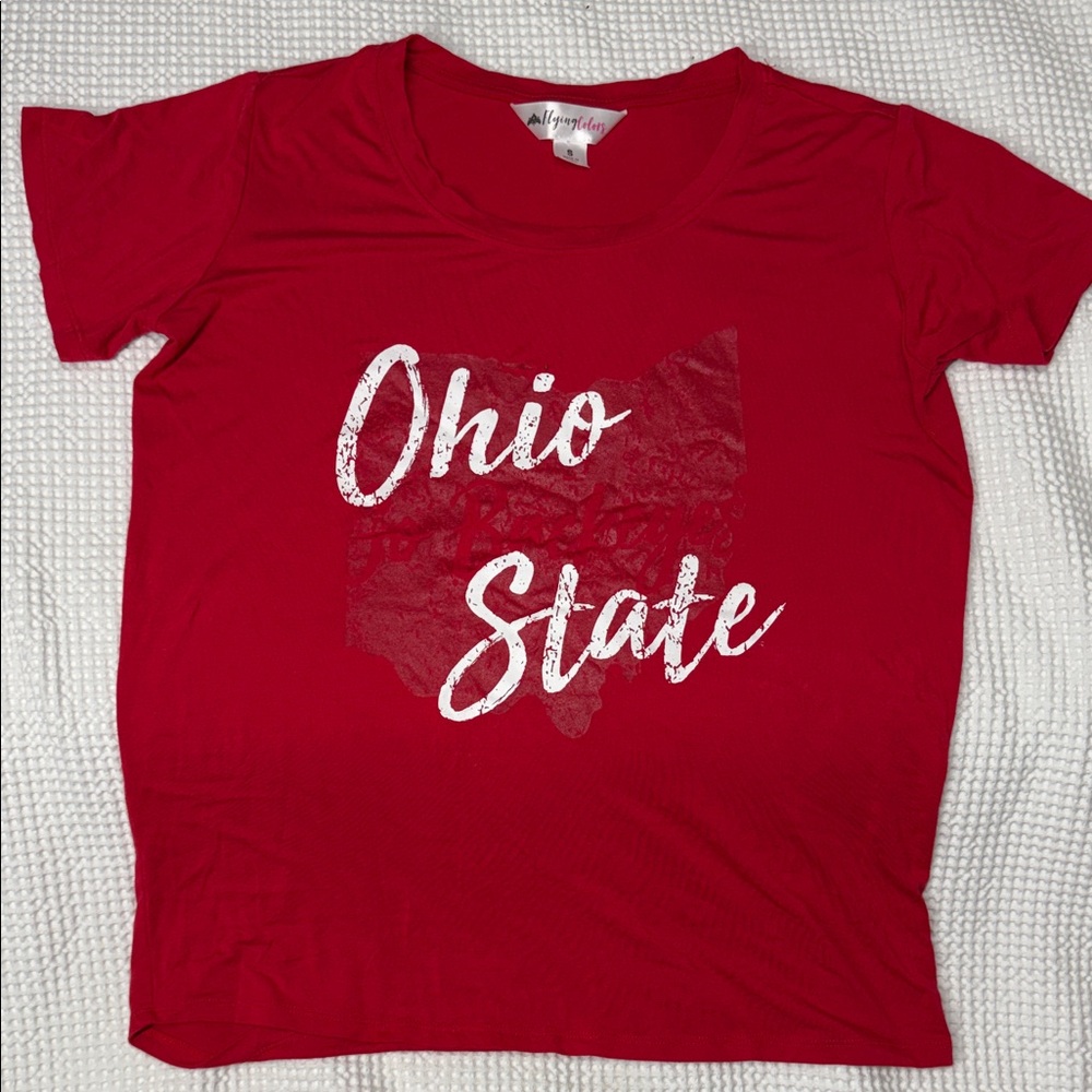 Flying Colors - Red Ohio State University Script Short Sleeve Tee - Small
